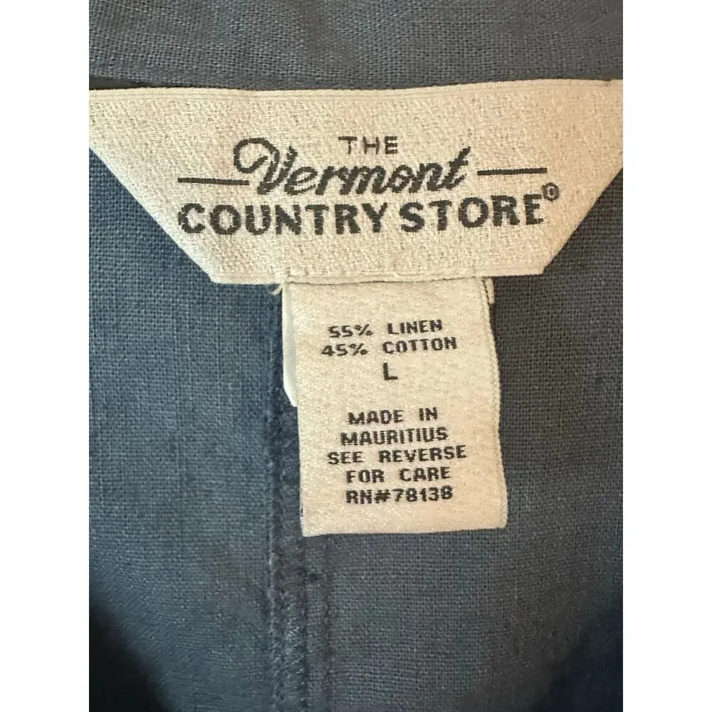 Vermont Country Store Linen Cotton Quarter Sleeve button up blazer jacket